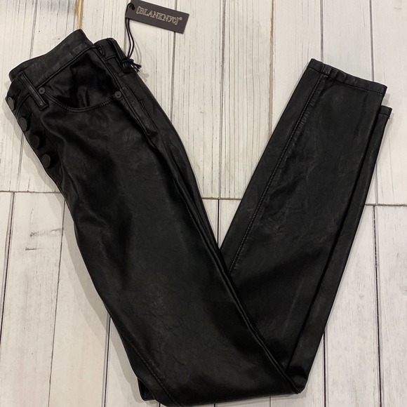 BlankNYC Faux Leather Exposed Button Fly Pants NEW - Picture 4 of 16